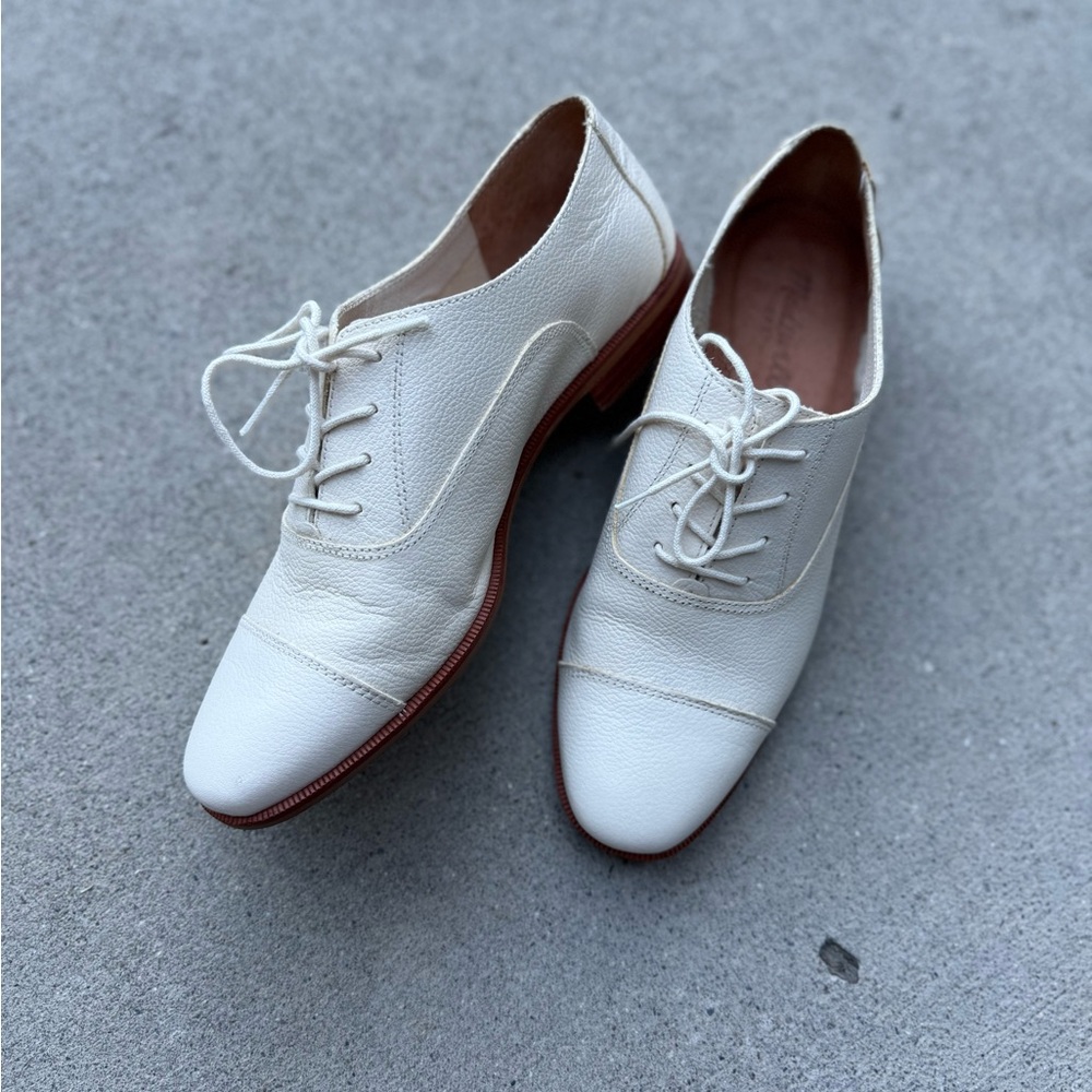 Madewell leather loafer lace up white